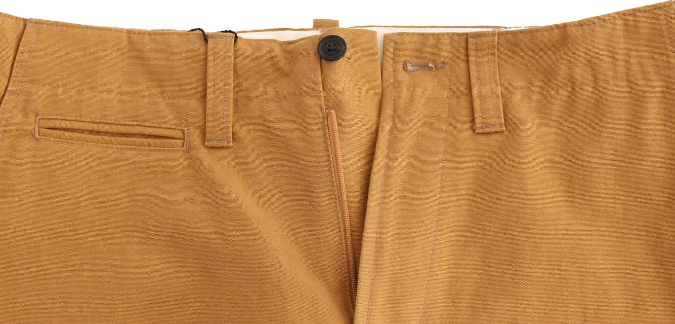 Yellow Cotton Straight Fit Chinos