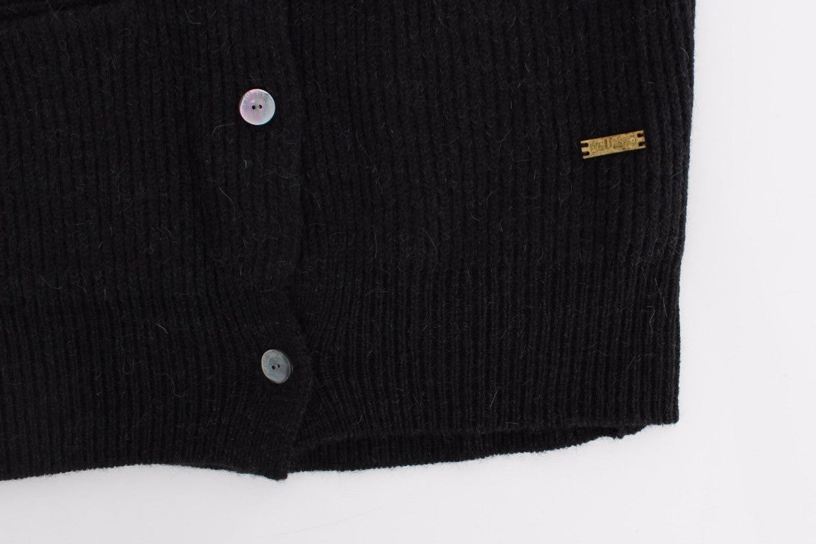 Black wool cardigan