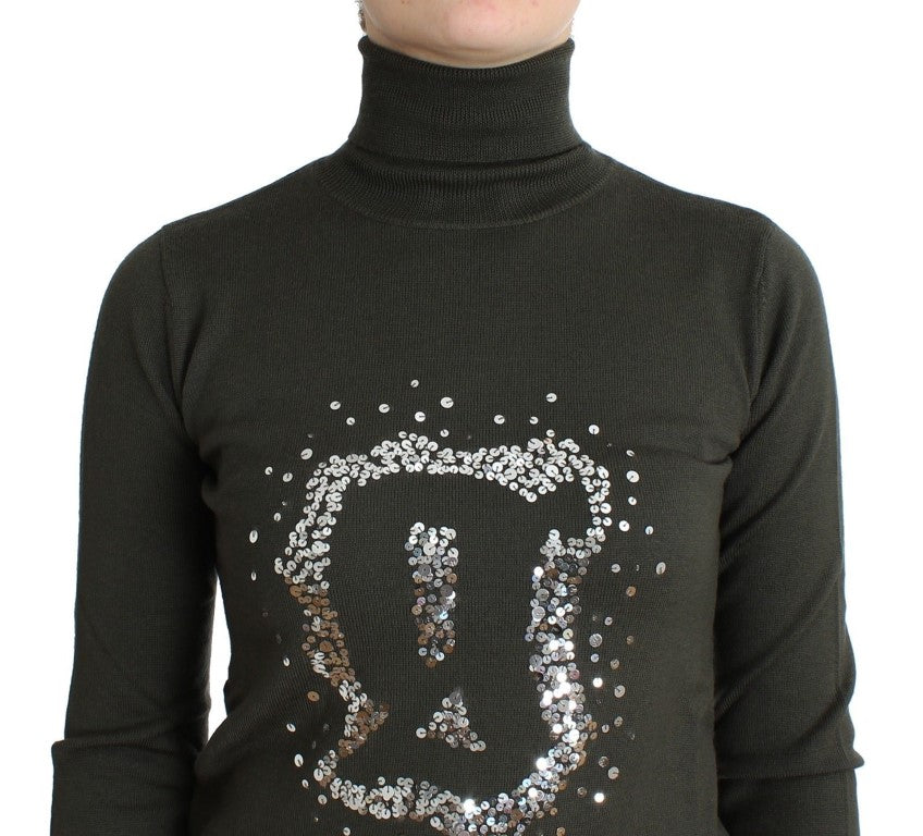 Green wool turtleneck sweater