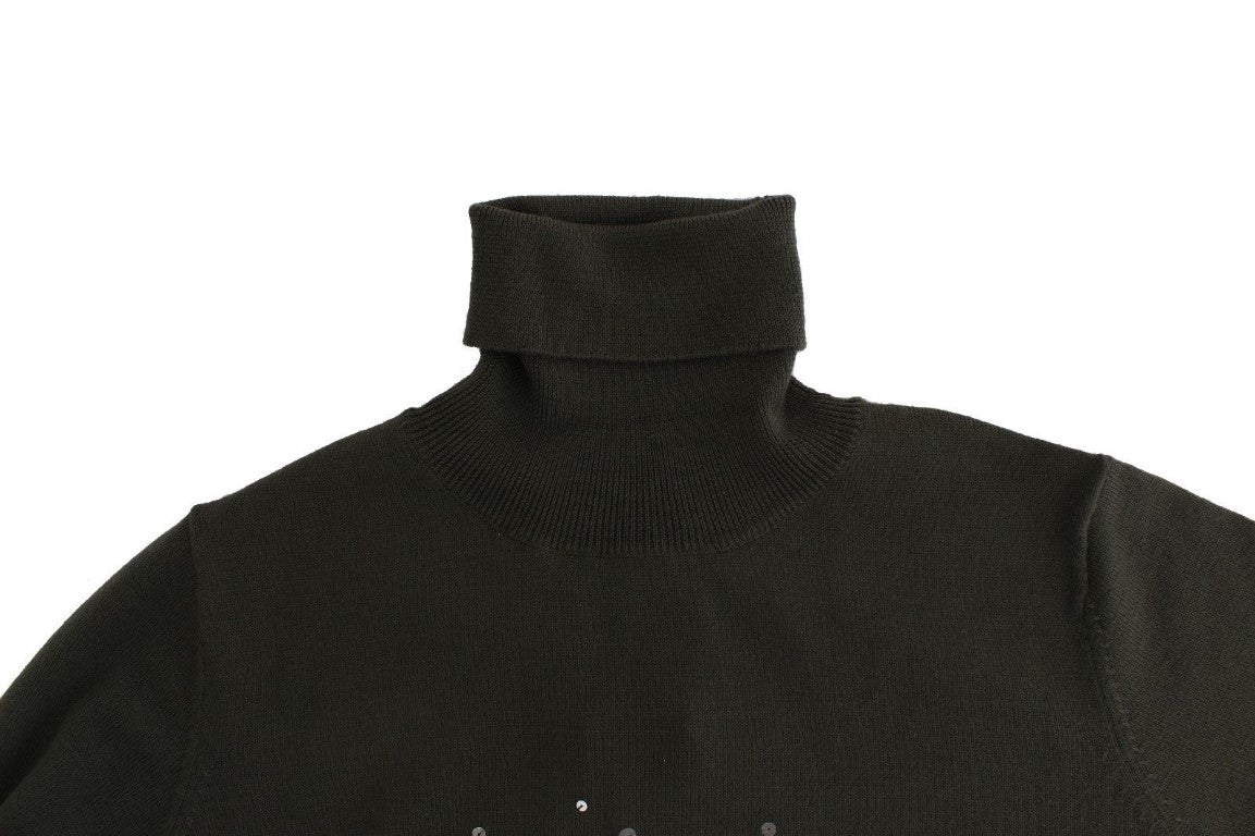 Green wool turtleneck sweater