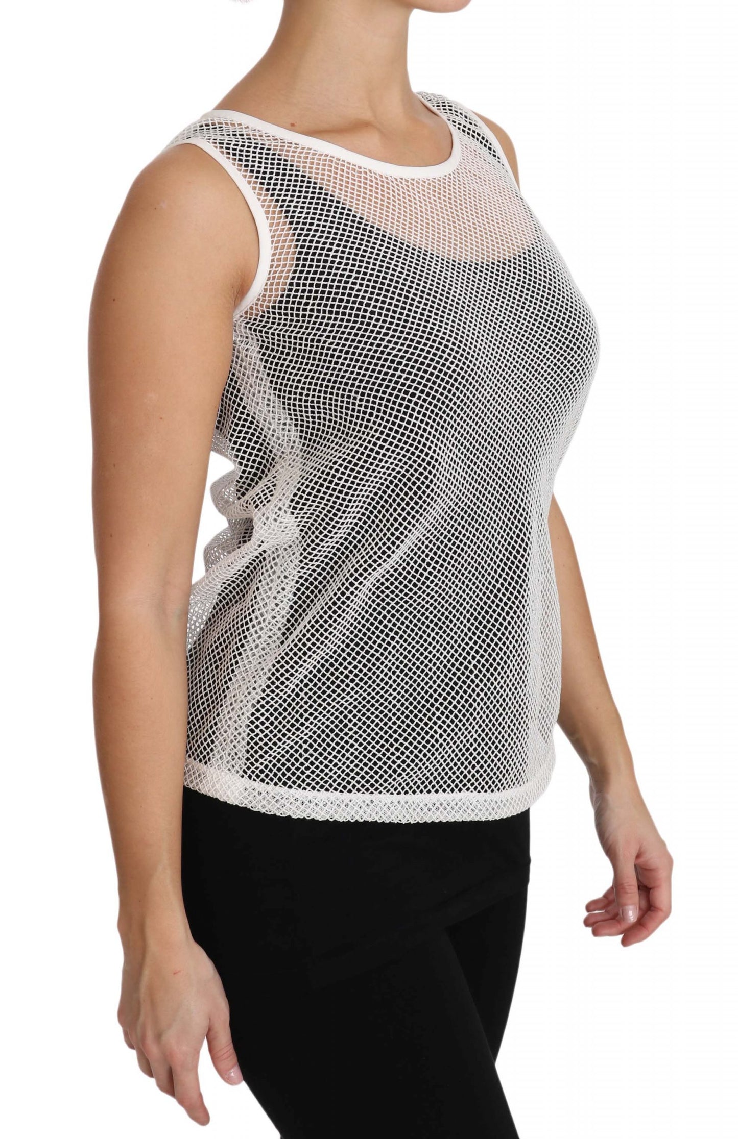 White Net Transparent Sleeveless Tank Top