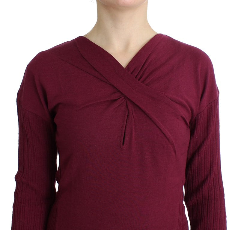 Purple knitted wool sweater