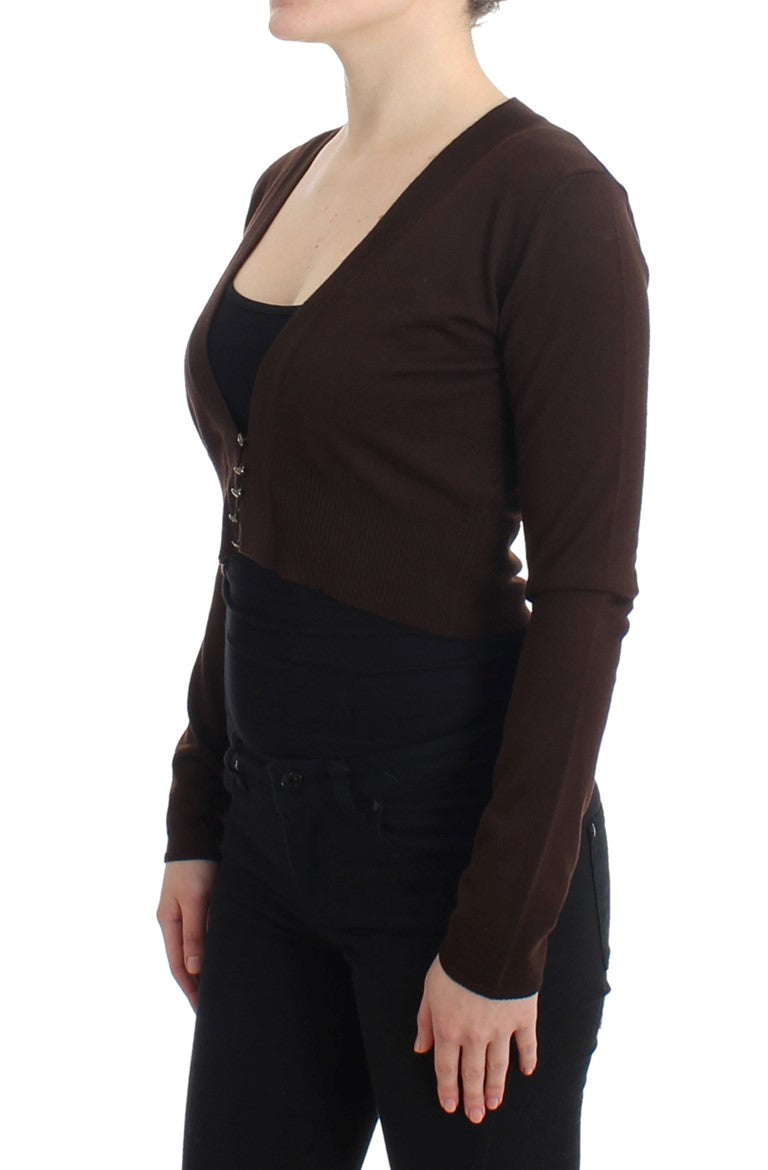 Brown cropped wool cardigan