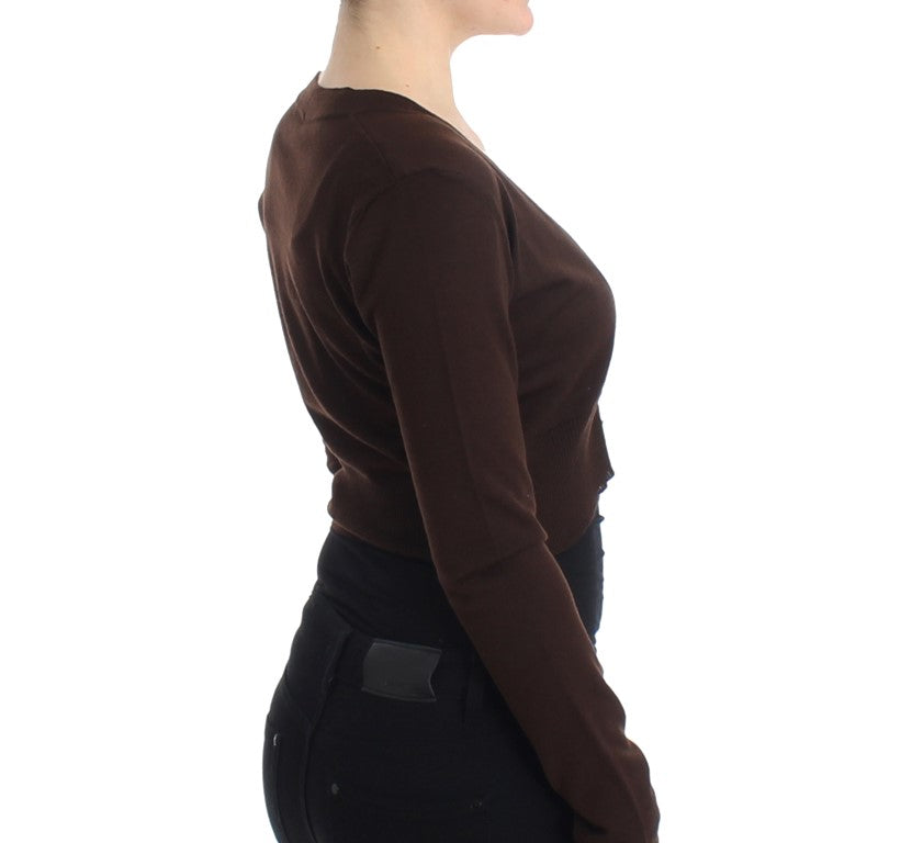 Brown cropped wool cardigan