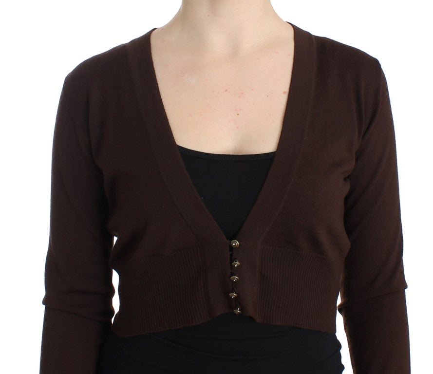 Brown cropped wool cardigan