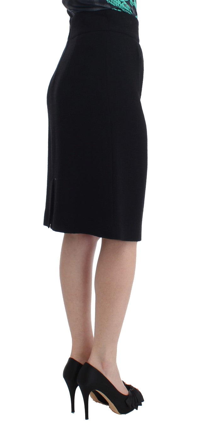 Black wool pencil skirt