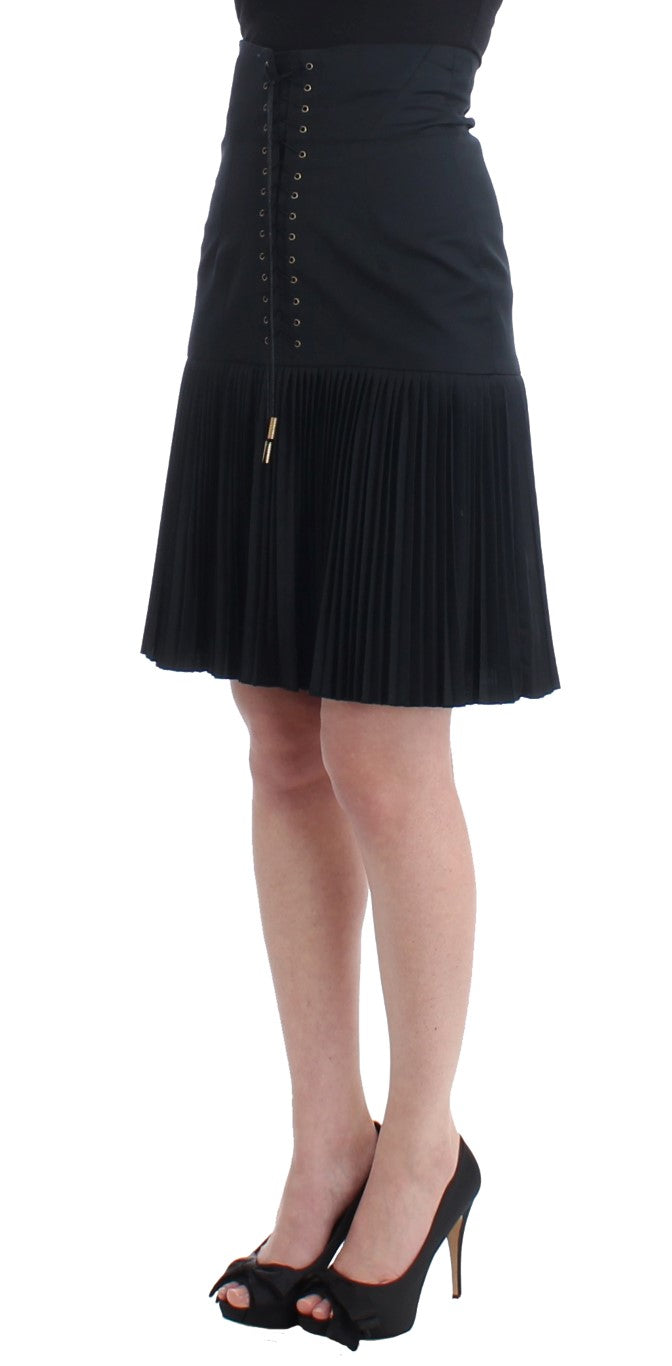 Black Pleated Laced Skirt