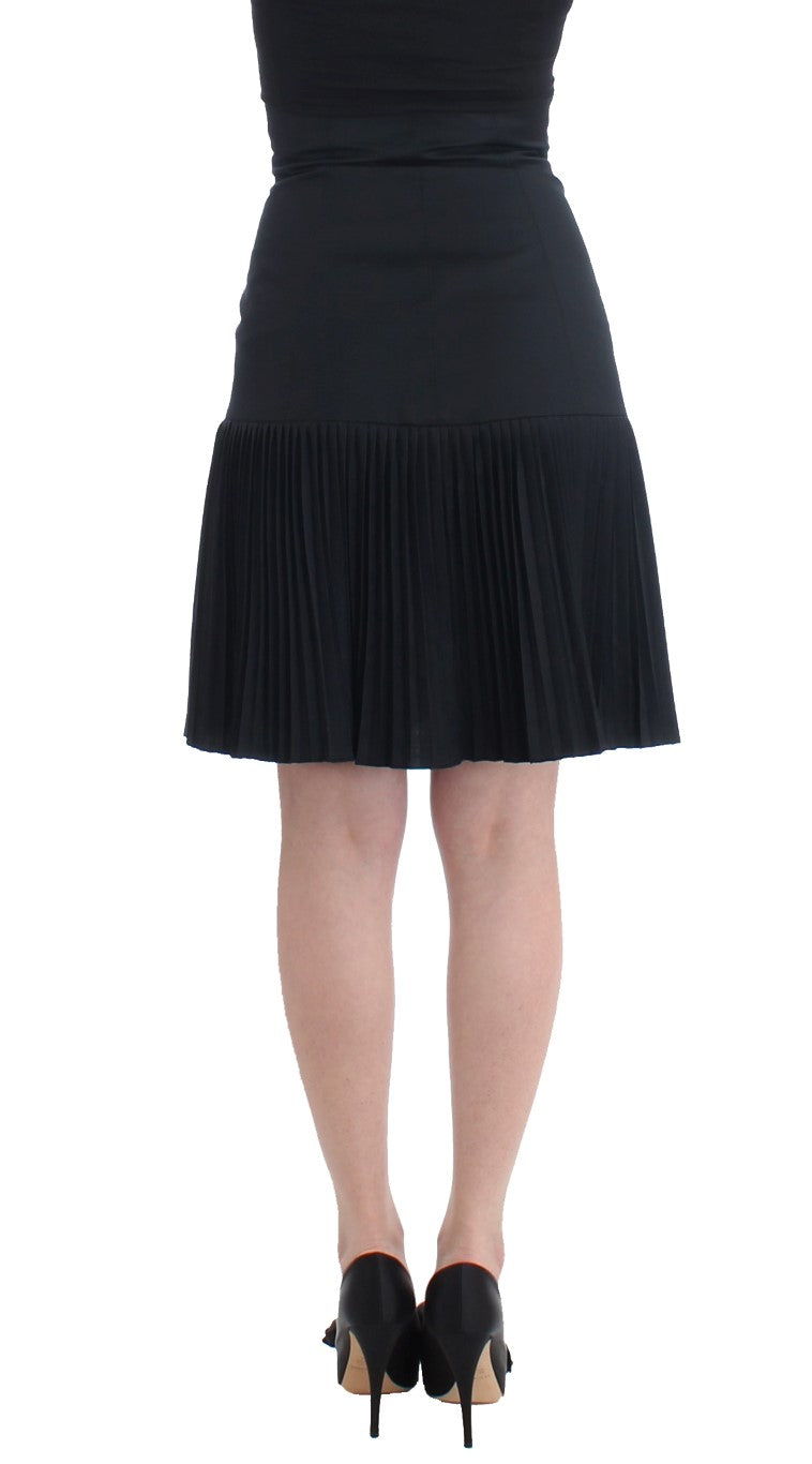 Black Pleated Laced Skirt