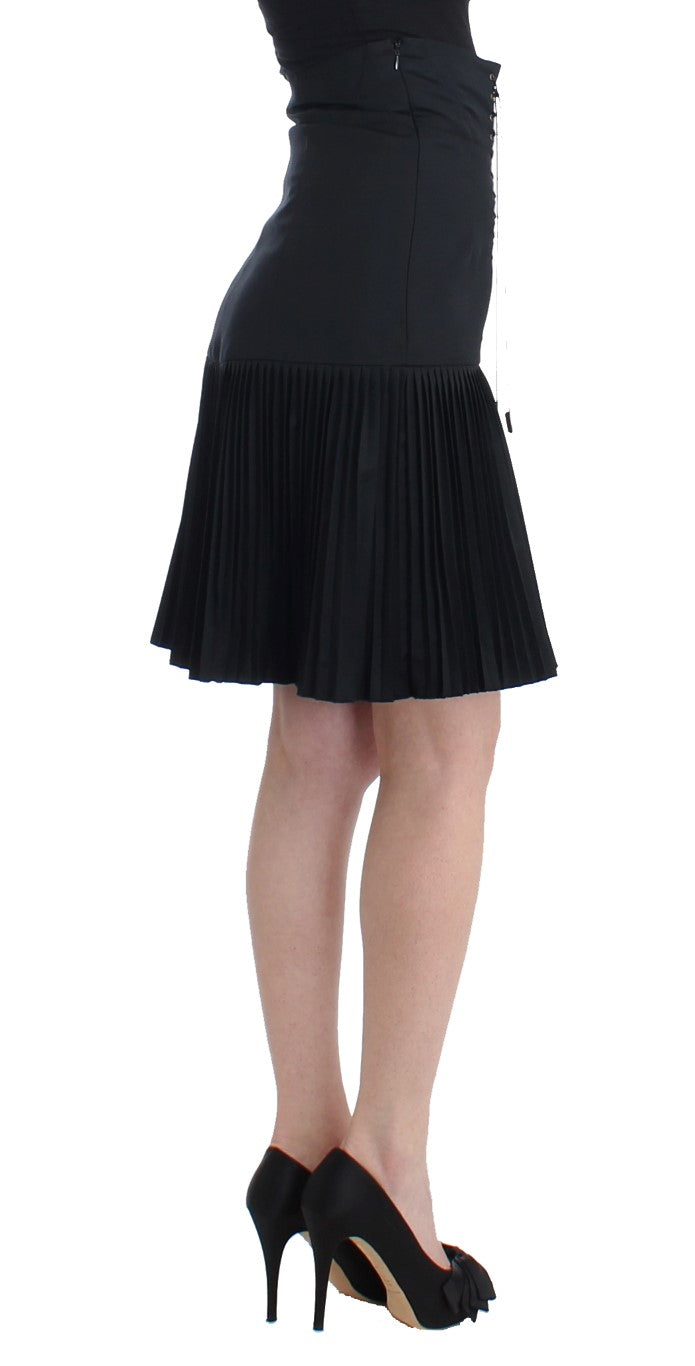 Black Pleated Laced Skirt