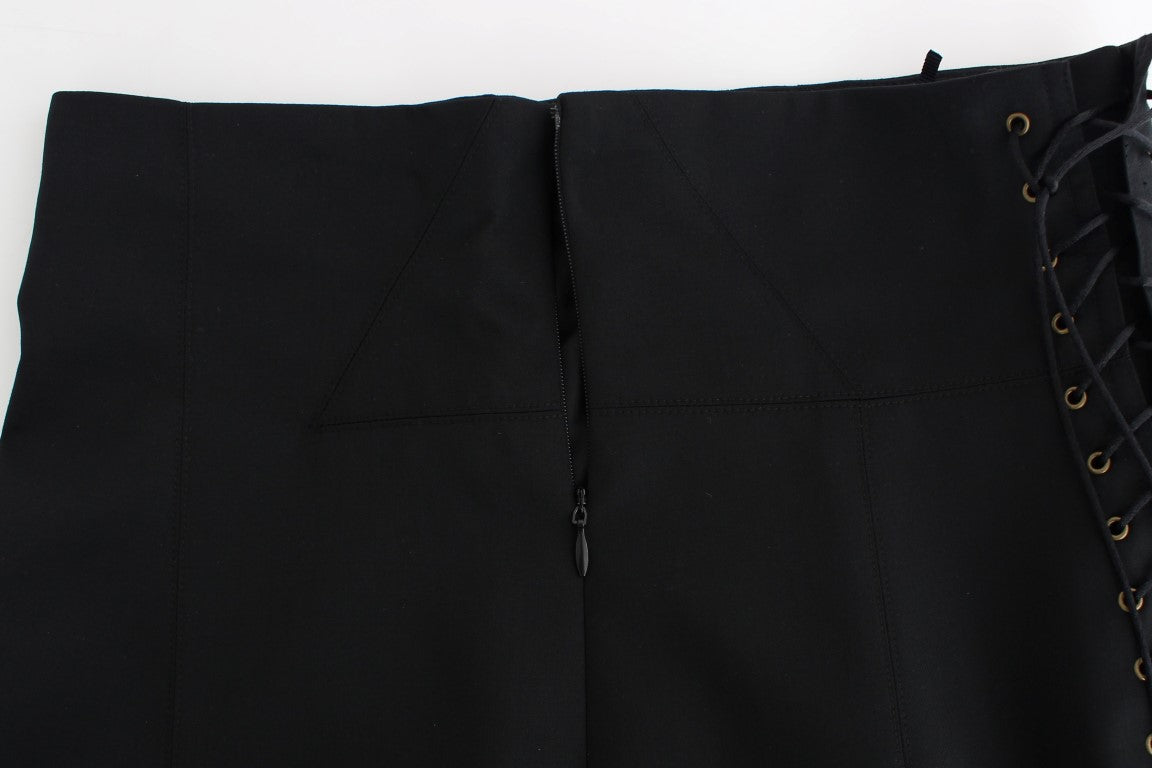 Black Pleated Laced Skirt