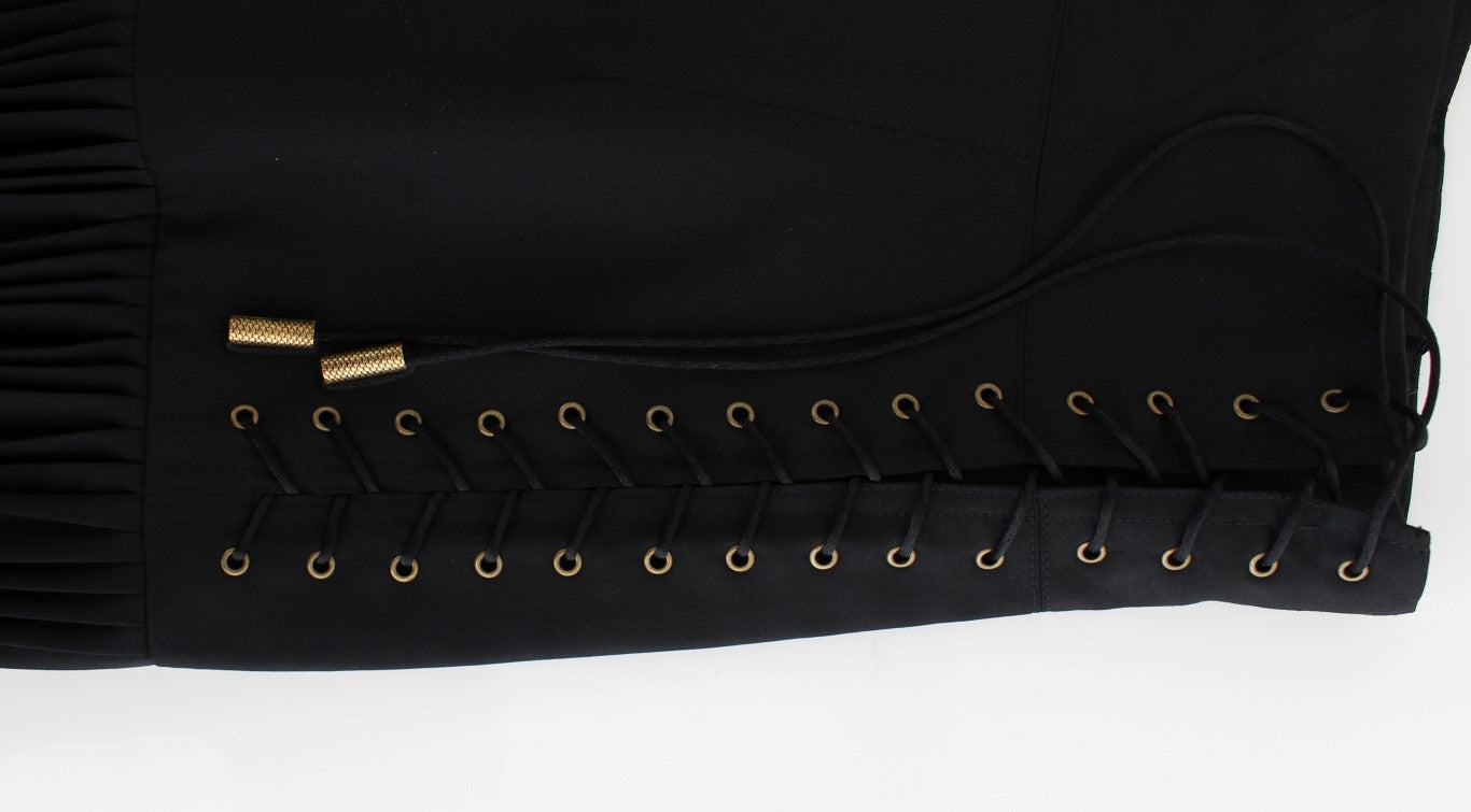 Black Pleated Laced Skirt
