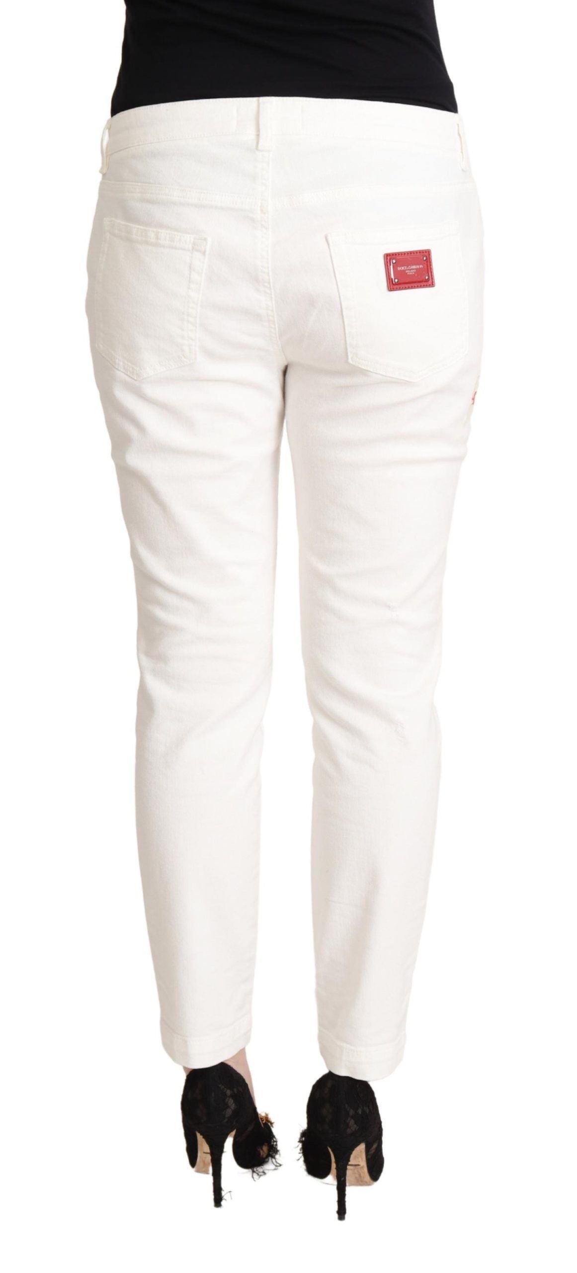 White Cotton Skinny Denim Women Pretty Jeans