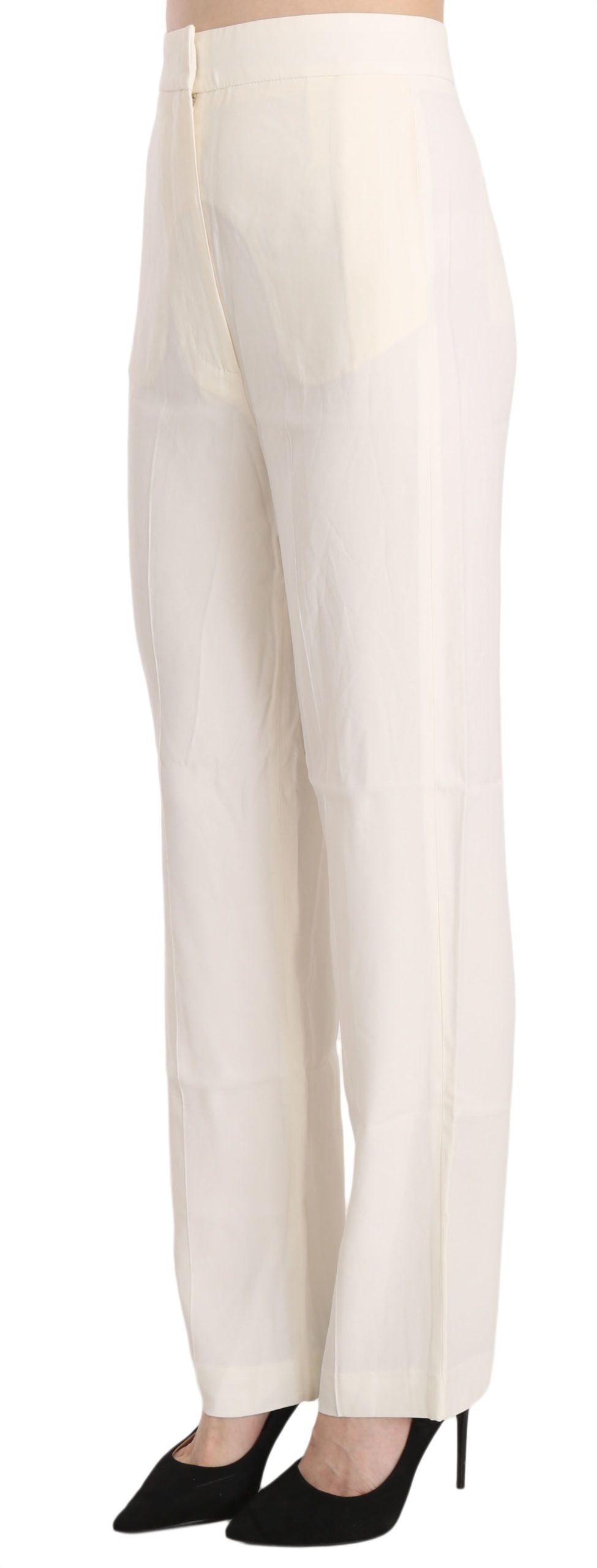 White High Waist Straight Cut Dress Trouser Pants