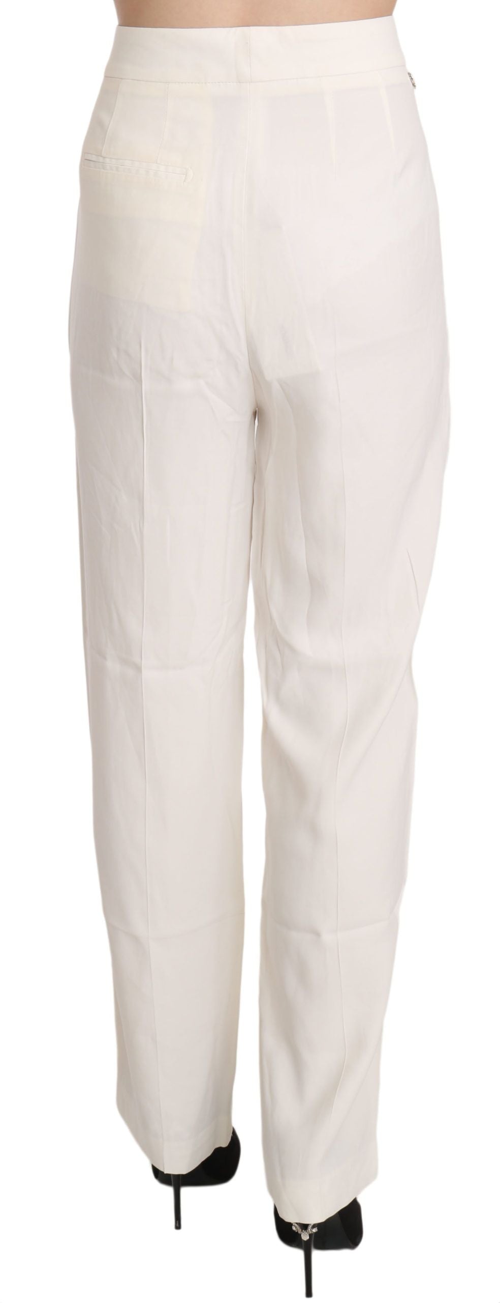 White High Waist Straight Cut Dress Trouser Pants