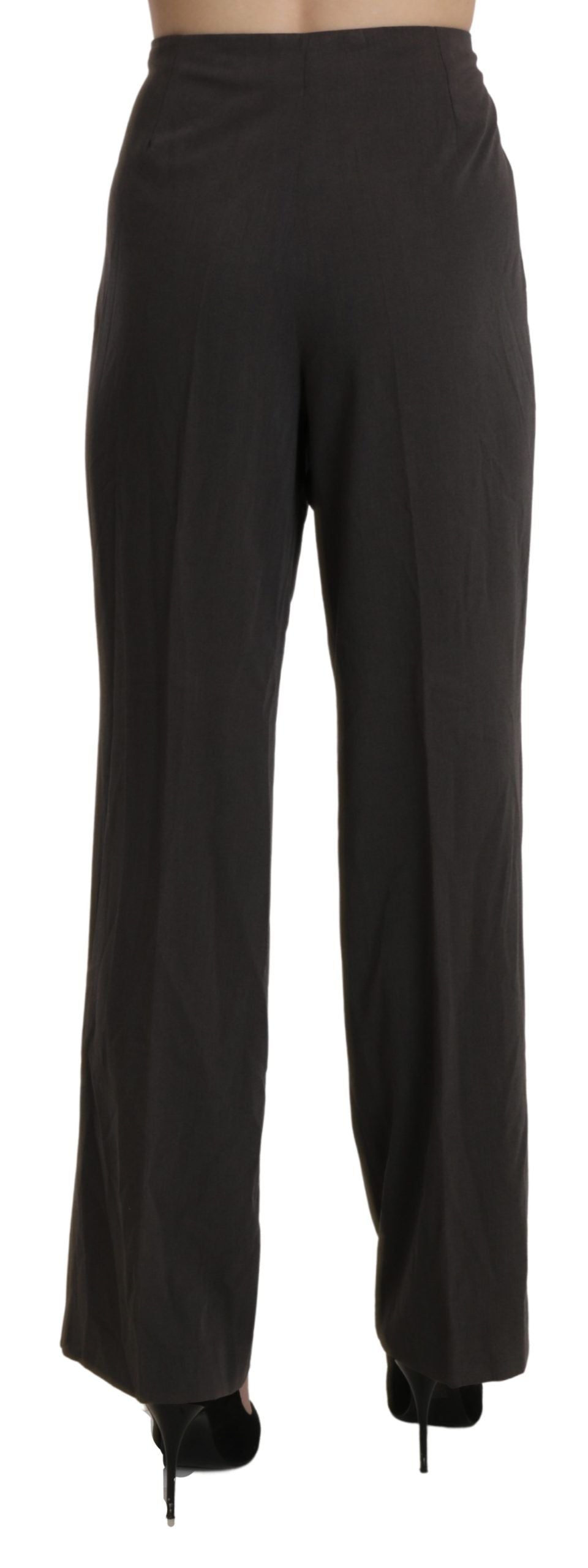 Gray High Waist Straight Dress Trouser Pants