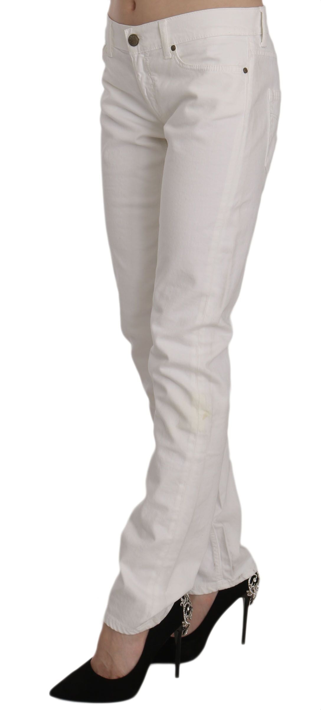 White Cotton Stretch Skinny Casual Denim Pants Jeans