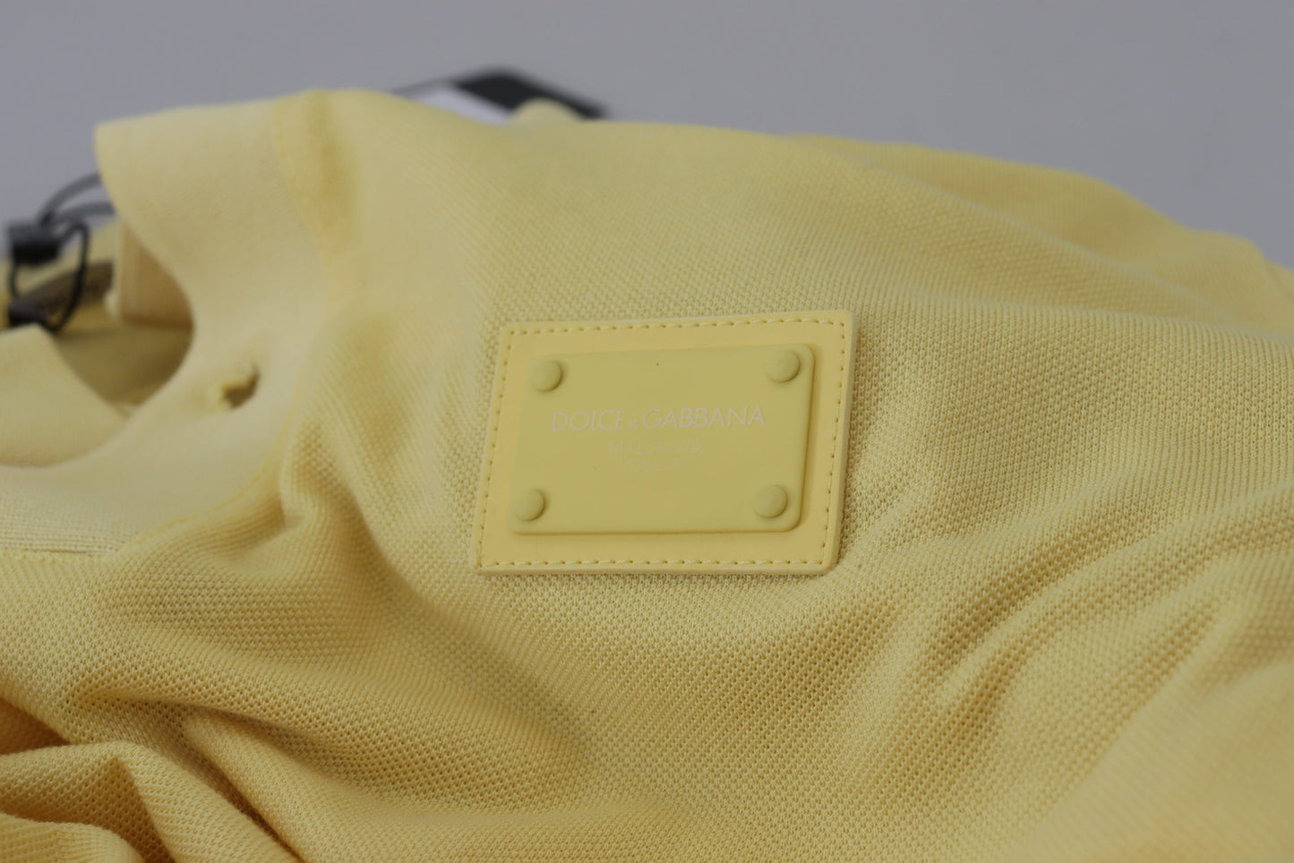 Yellow Cotton Collared Logo Patch T-shirt