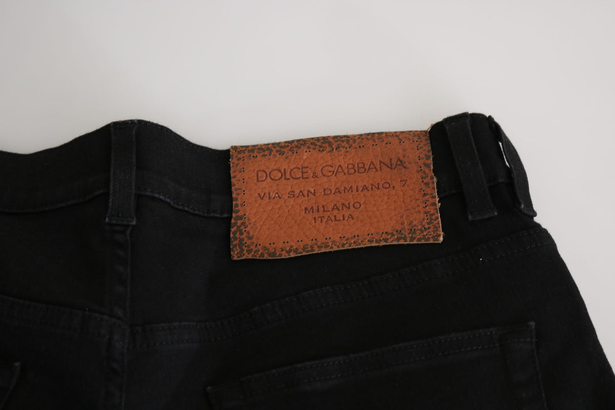 Black Low Waist Skinny Cotton Denim Jeans