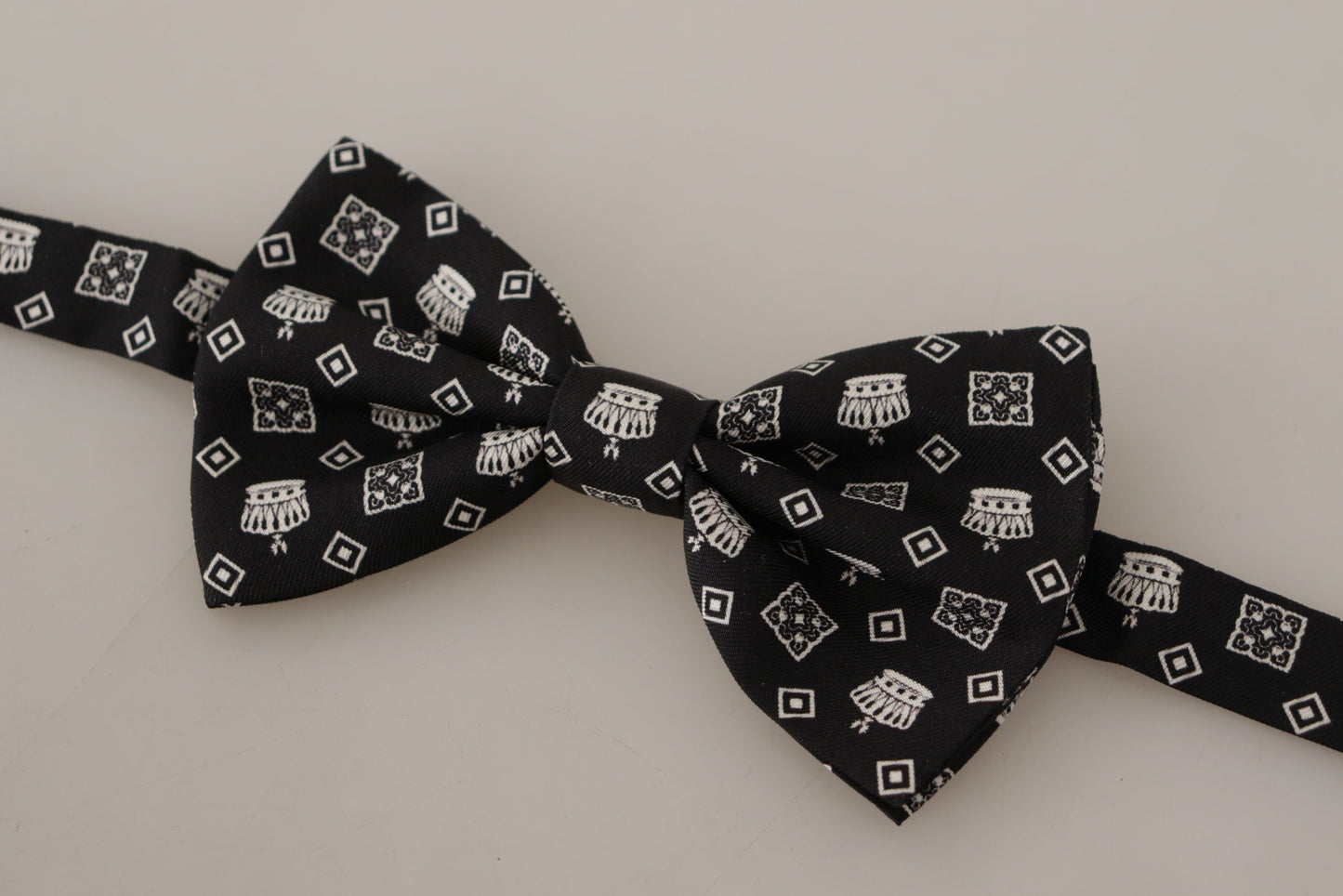 Black Crown Pattern Adjustable Neck Papillon Bow Tie