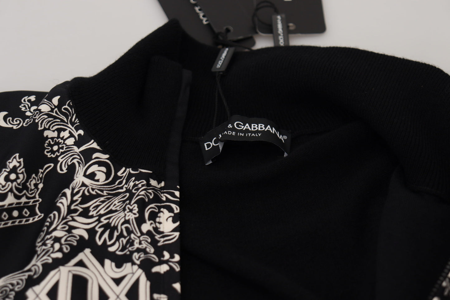 Black Bandana Cashmere Zip Cardigan Sweater