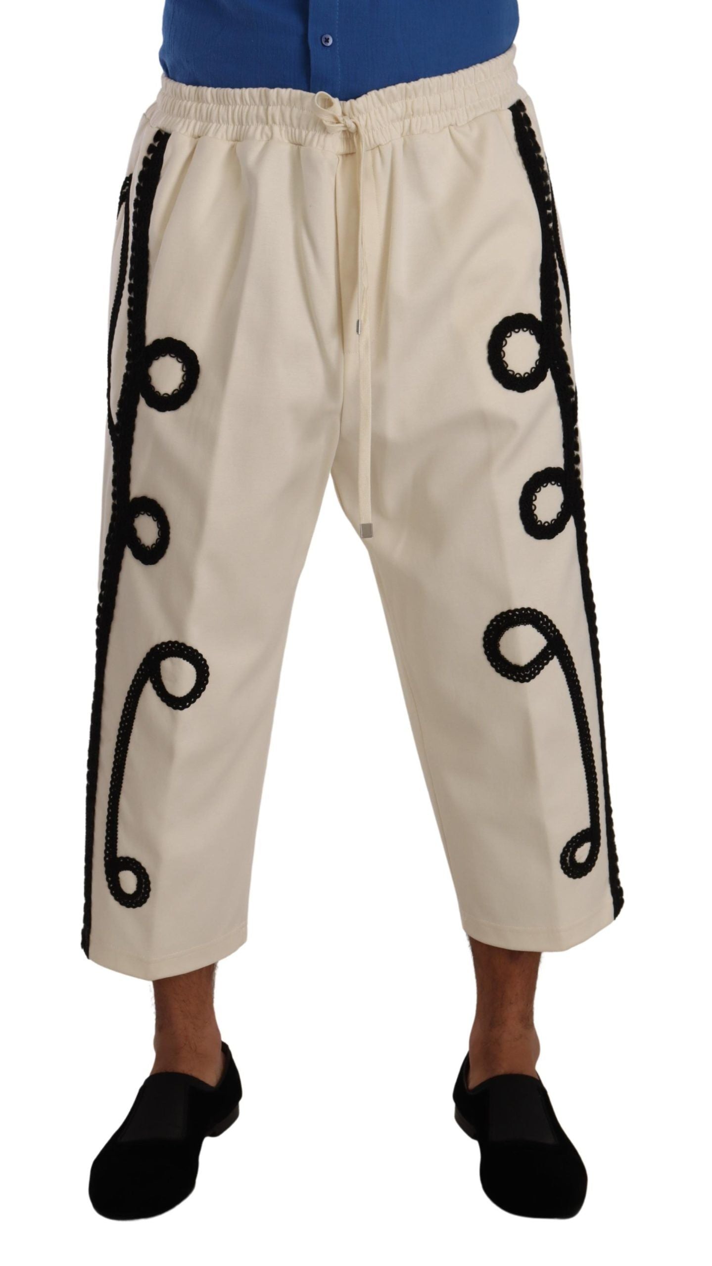 White Embroidery Torero Trouser Pants
