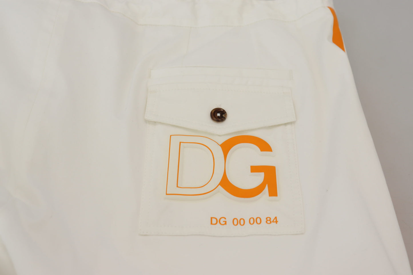 White Cotton DG Logo Print Jogger Pants
