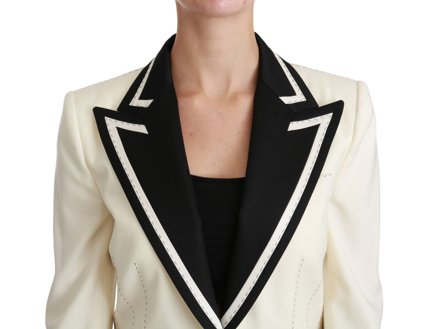White Black Silk Slim Fit Blazer Jacket