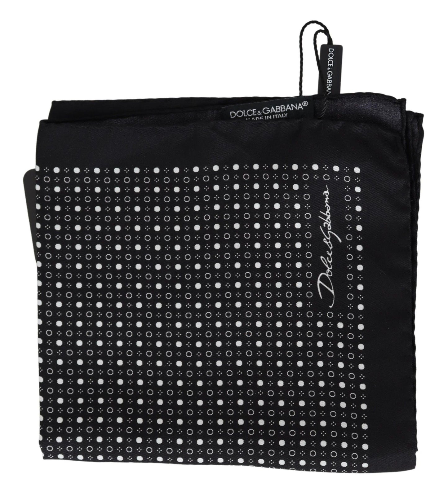 Black Dotted Square Bandana Handkerchief Silk