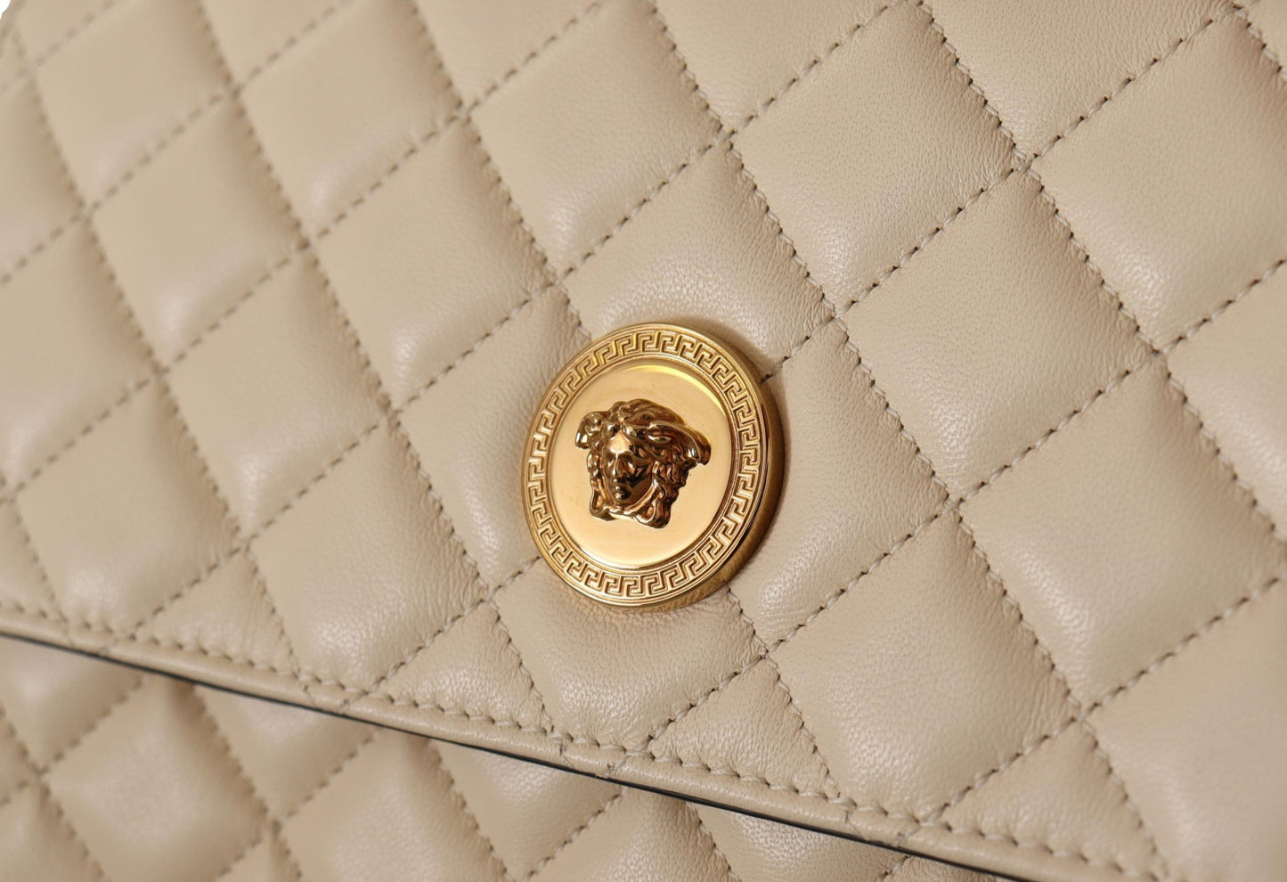 White Nappa Leather Medusa Evening Bag