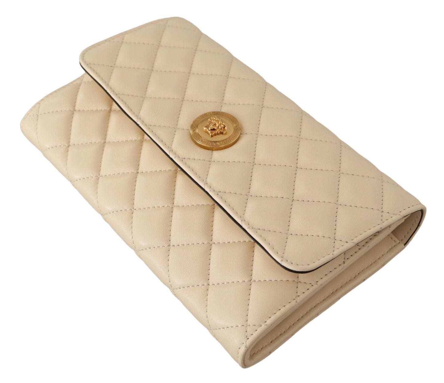 White Nappa Leather Medusa Evening Bag