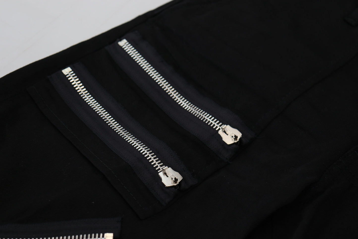 Black Cotton Zipper Design Casual Jeans