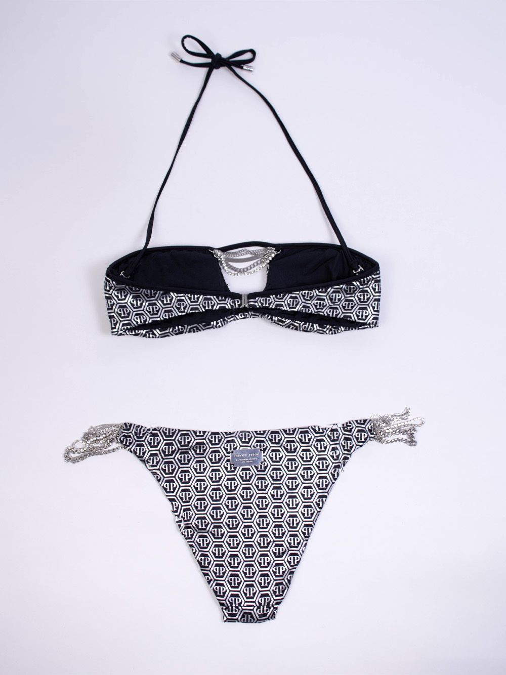 Bandeau Bikini in Grey with Lurex Effect