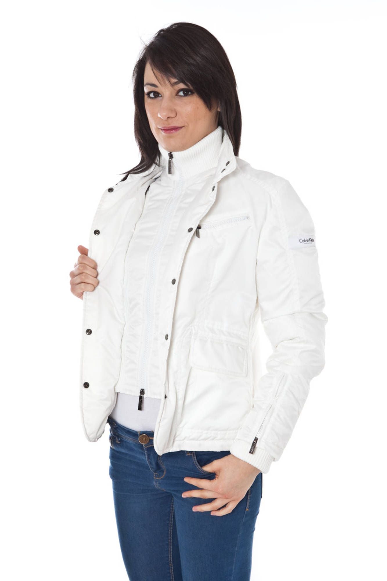 White Polyester Jackets & Coat