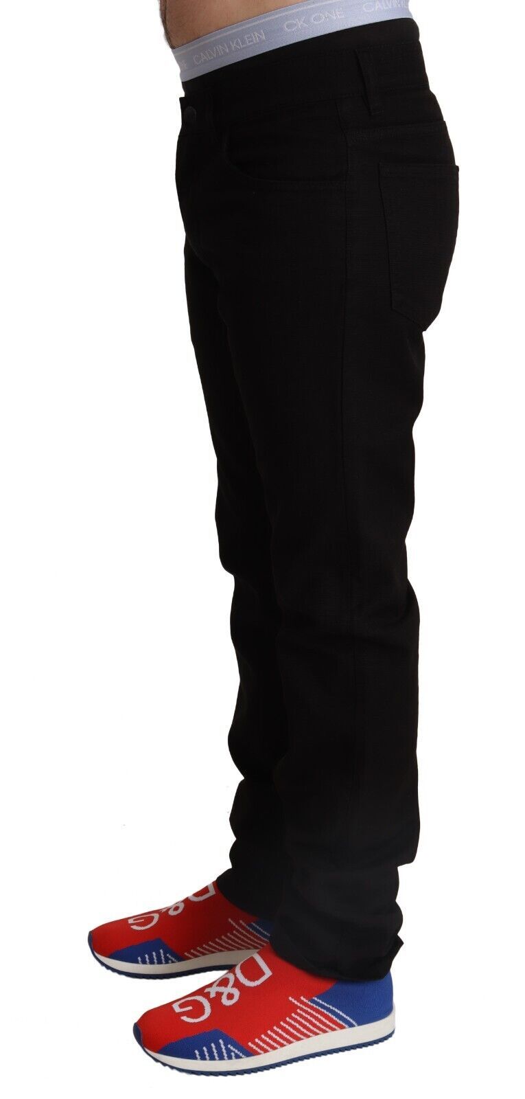 Black Cotton Straight Men Jeans STAFF Pants