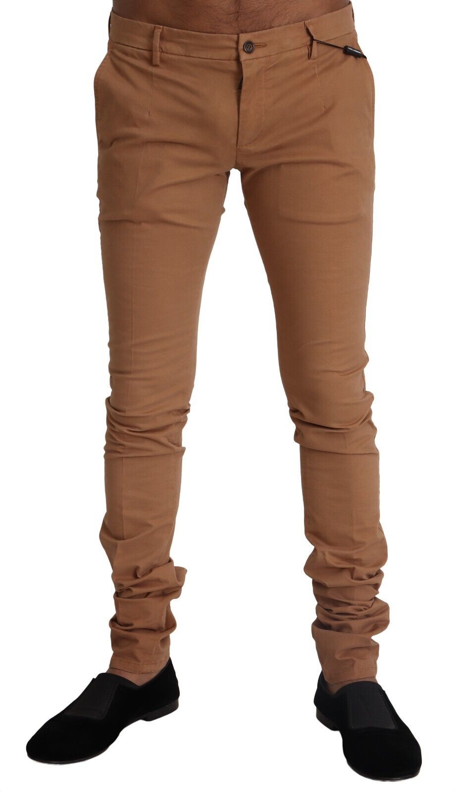 Beige Cotton Blend Slim Fit Trouser Skinny Pants