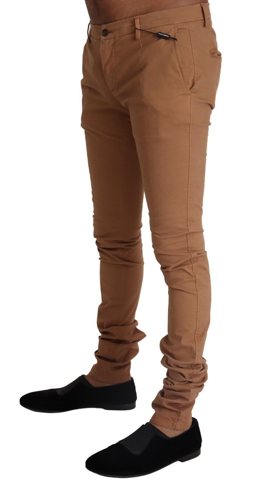 Beige Cotton Blend Slim Fit Trouser Skinny Pants