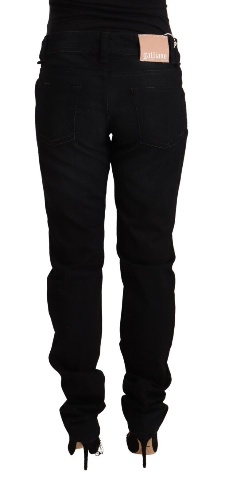 Black Cotton Low Waist Skinny Slim Fit Denim Pants
