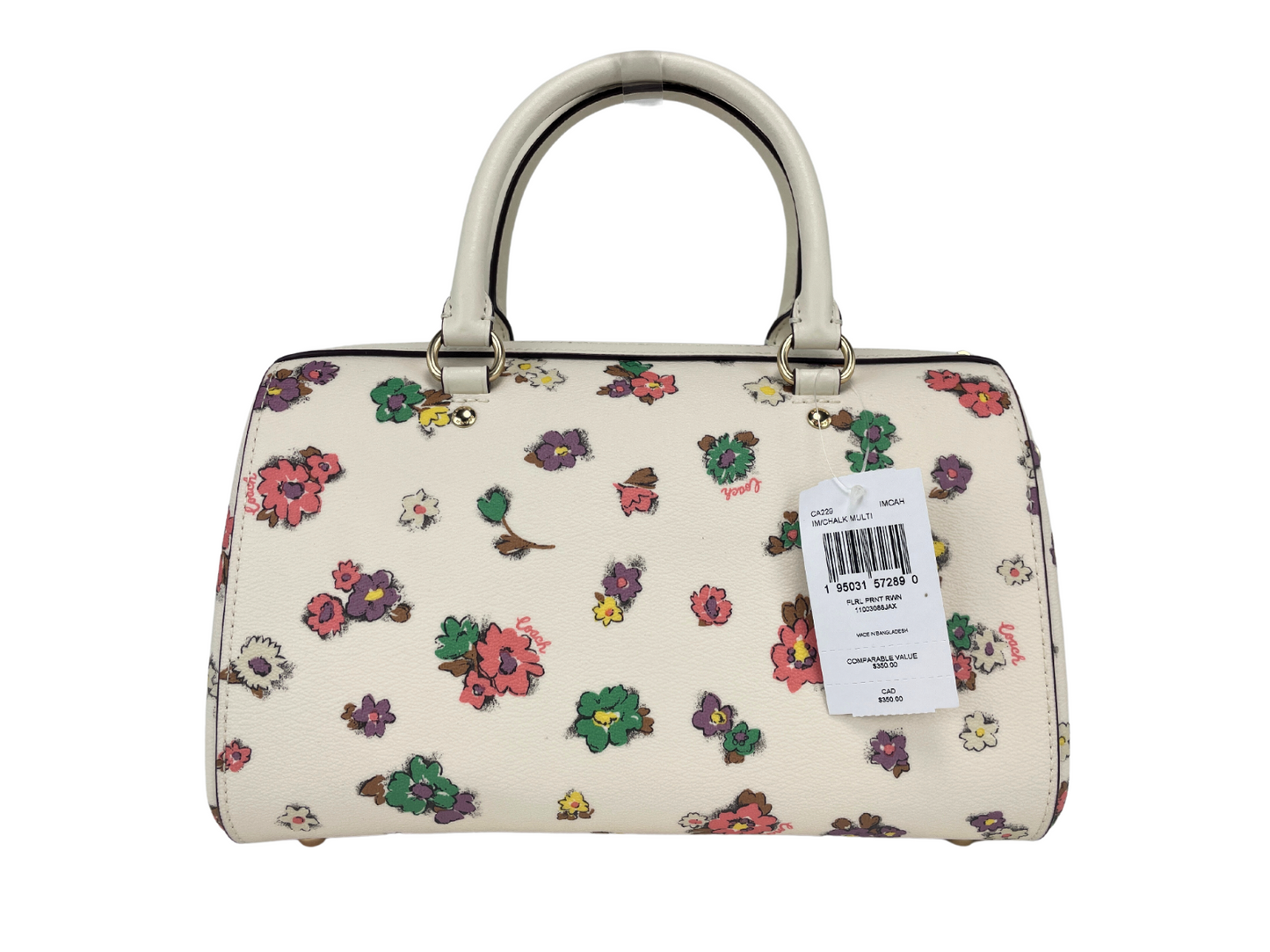 (CA229) Floral Field Leather Rowan Medium Satchel Handbag Purse Crossbody