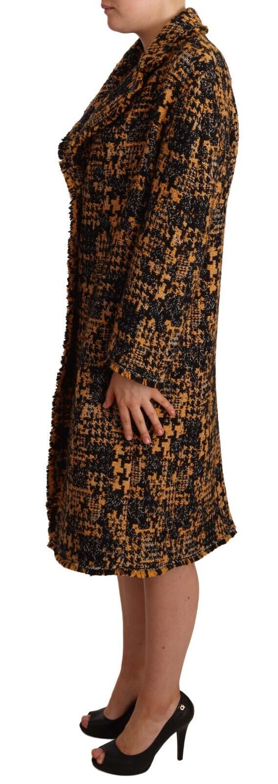 Black Yellow Long Cardigan Coat Jacket