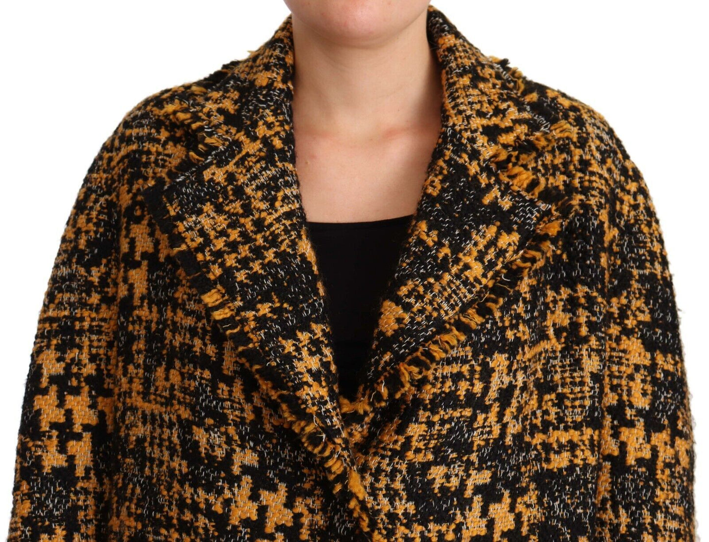 Black Yellow Long Cardigan Coat Jacket