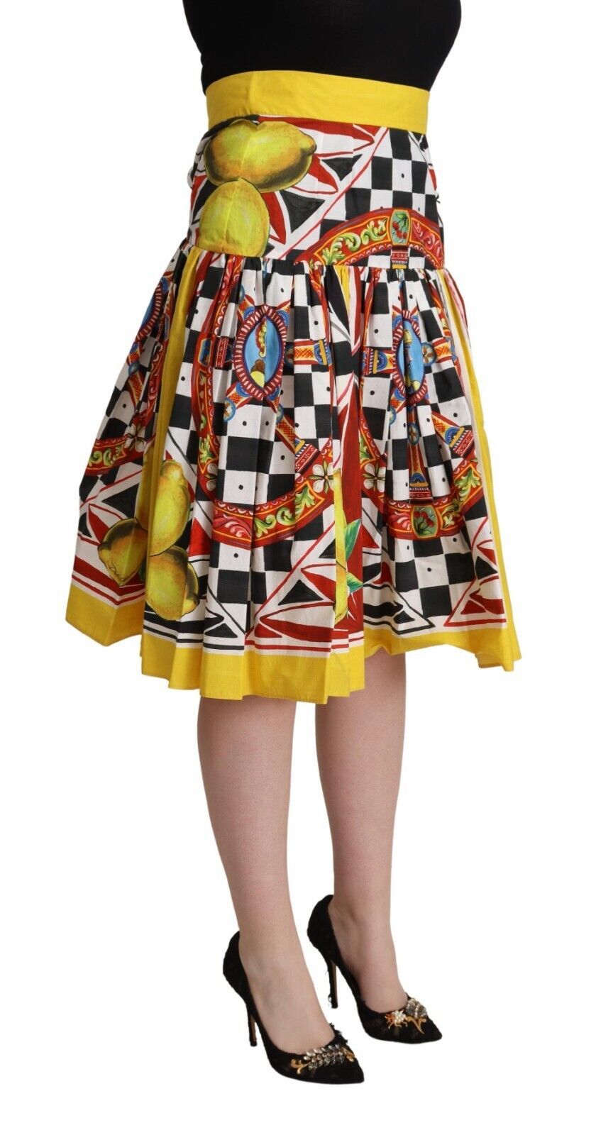 Multicolor Carretto High Waist A-line Pleated Skirt