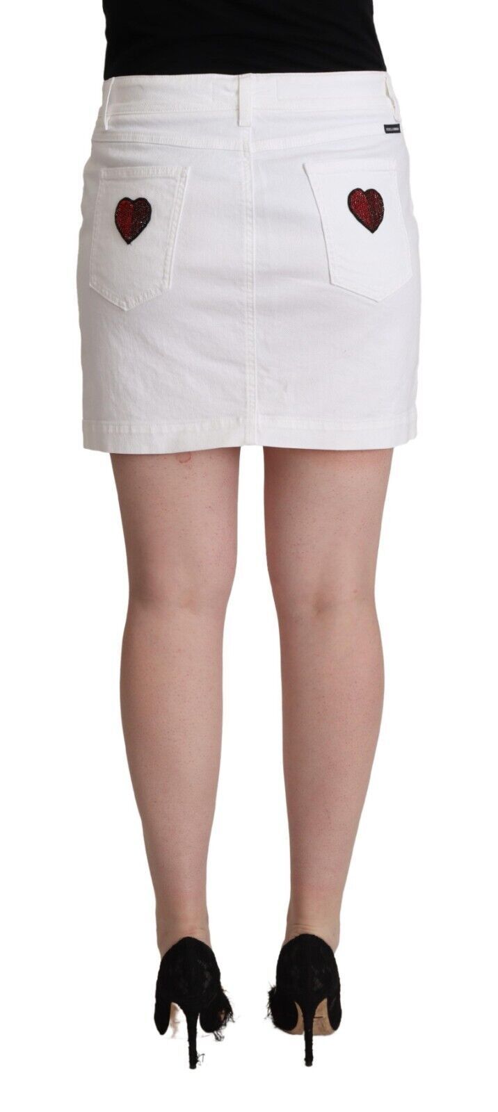 White Princess Embellish Mini Denim Pencil Cut Skirt