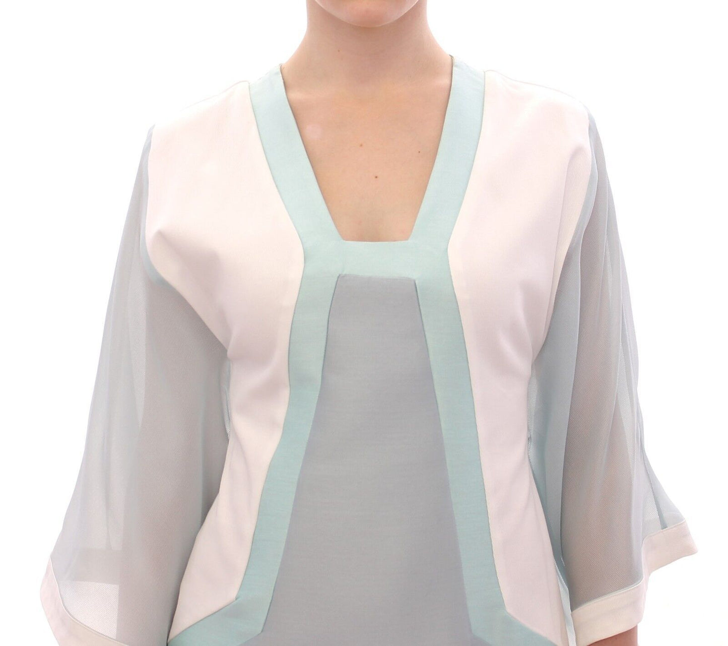 White Silk Sheath Formal Turquoise Dress