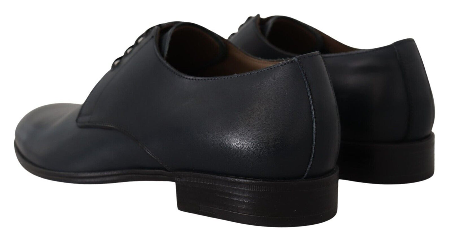 Navy Blue Leather Lace Up Formal Derby Shoes