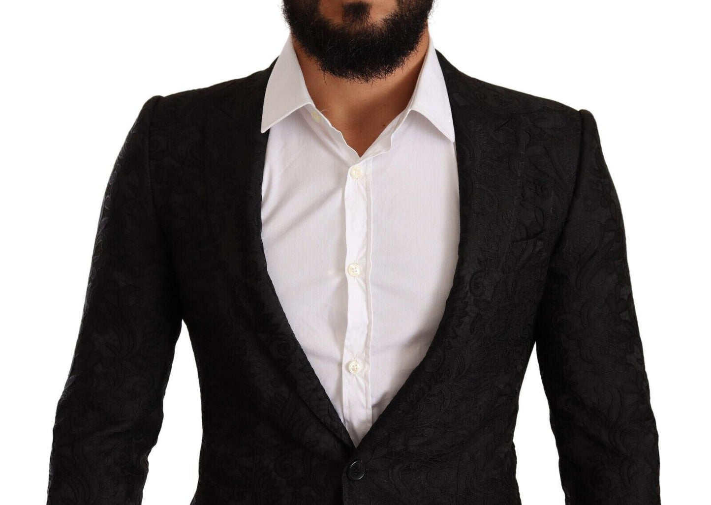 Black Brocade Two Button Suit MARTINI Jacket