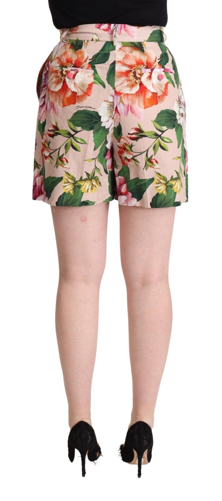 Pink Fiori Cotton Mid Waist Bermuda Shorts