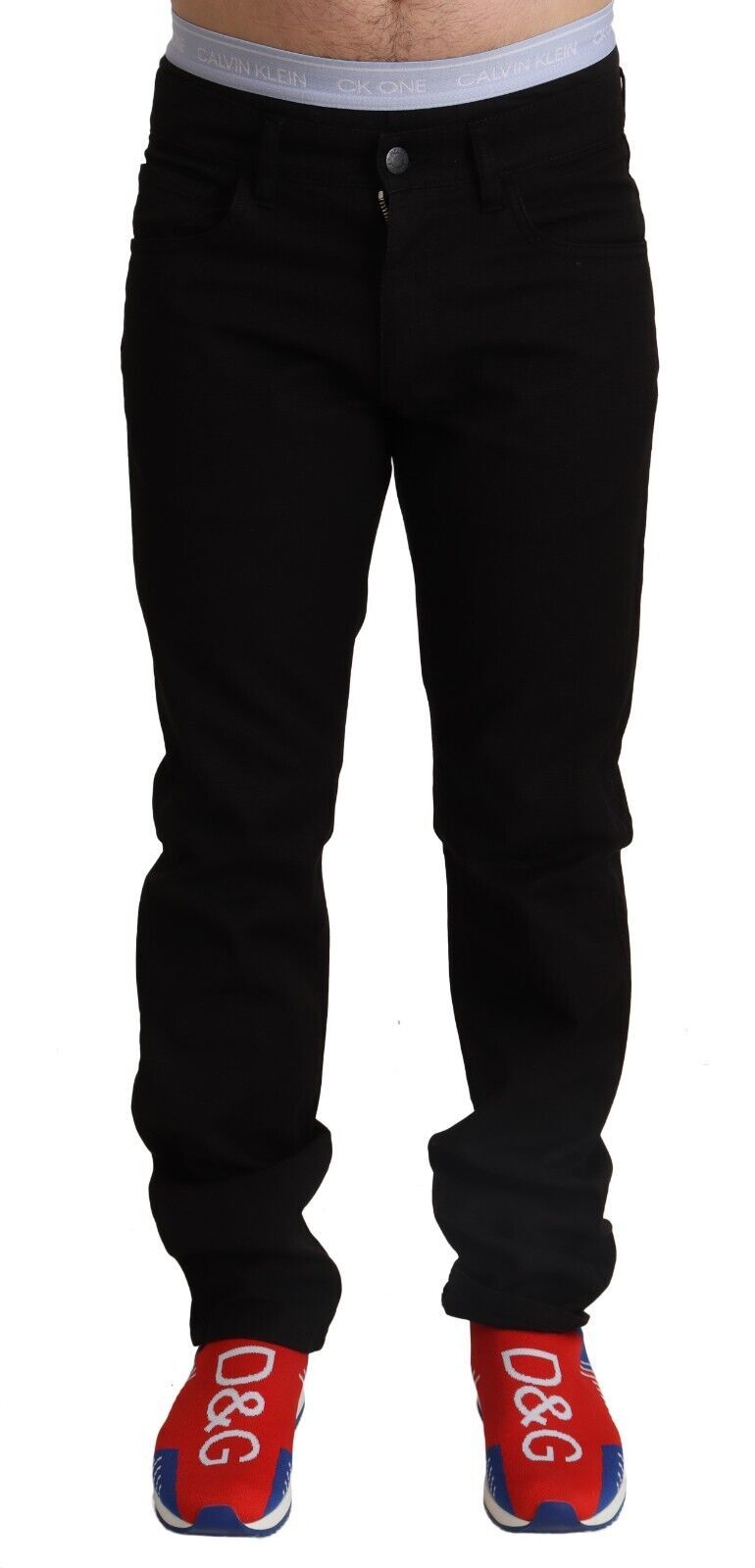 Black Cotton Straight Men Jeans STAFF Pants