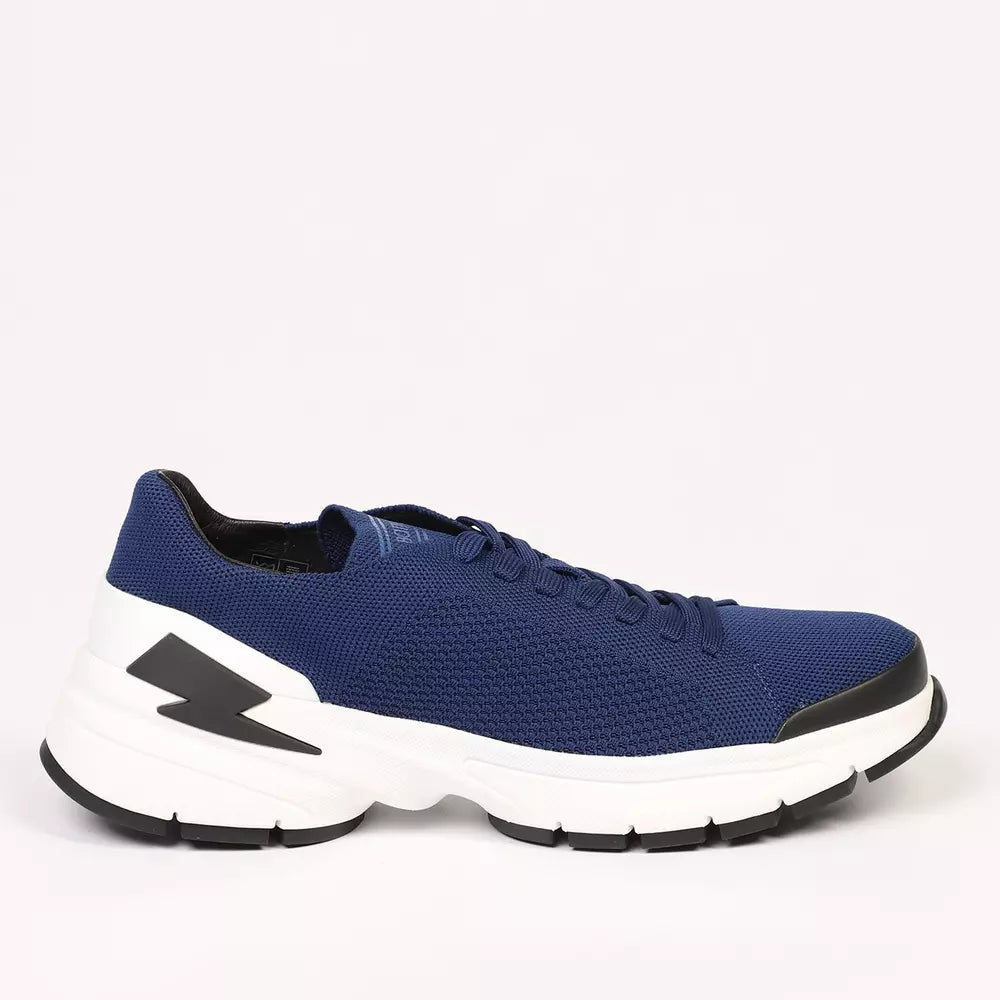 Blue Textile and Leather Sneaker