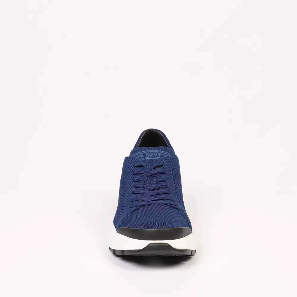 Blue Textile and Leather Sneaker