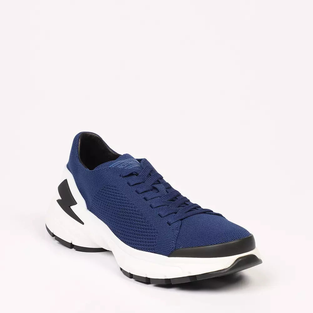 Blue Textile and Leather Sneaker